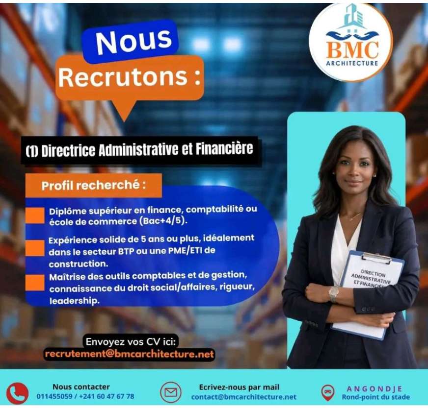 Directrice Administrative et Financière (DAF) - BMC Architecture